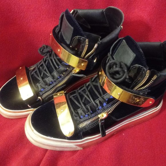 Black And Gold Giuseppi Zanotti sneakers velvet coby Size 43 - 10 - Picture 1 of 11